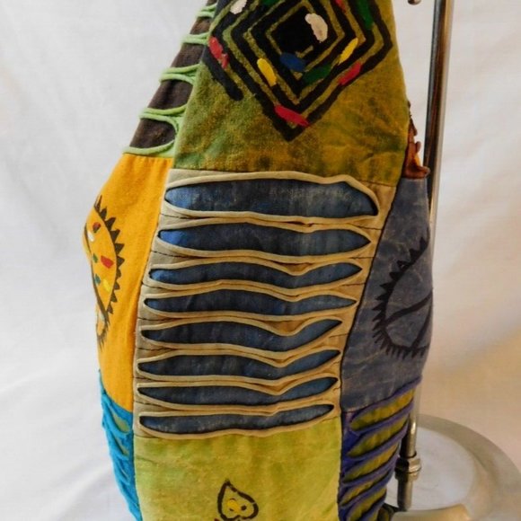 The Collection Royal Printed Patch and Razor Cut Cotton Hobo Bag Peace bag - Picture 6 of 9